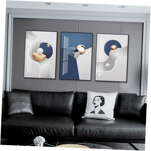 Large Frame Canvas Wall Art Glossy Blue 24