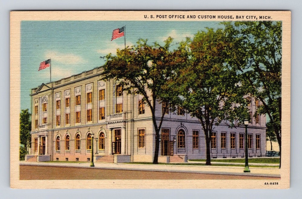 Bay City MI- Michigan, United States Post Office, Antique, Vintage Postcard