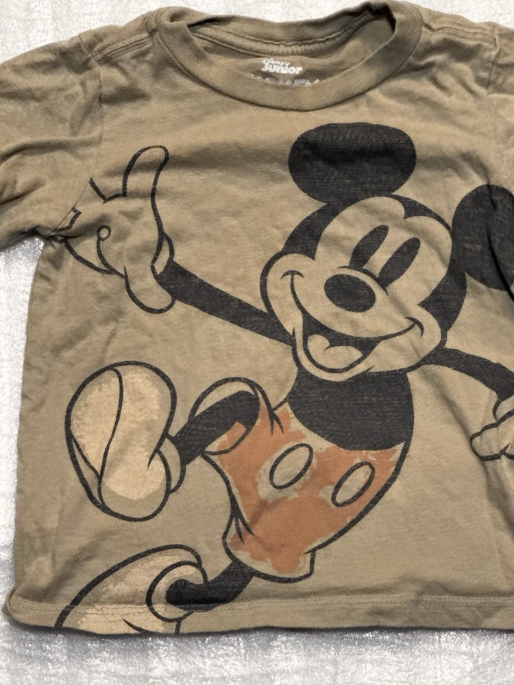 Disney Junior Mickey Mouse T Shirt Toddler Boys 3T Brown Graphic Tee Disney