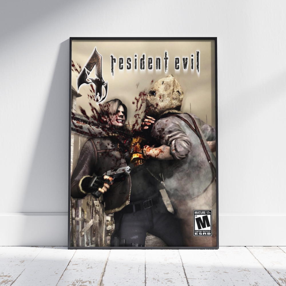 Resident Evil 4 Leon S. Kennedy Poster - Horror Video Game Wall Art Decor Gifts