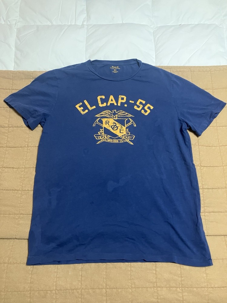 Ralph Lauren Climbing Team Tshirt Size Large Blue Yellow Short Sleeve