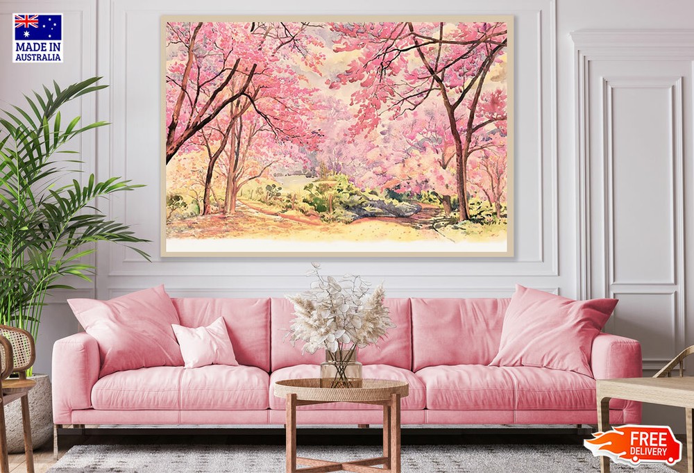 (Laminated) Colorful Forest Watercolor Painting 91x61cm