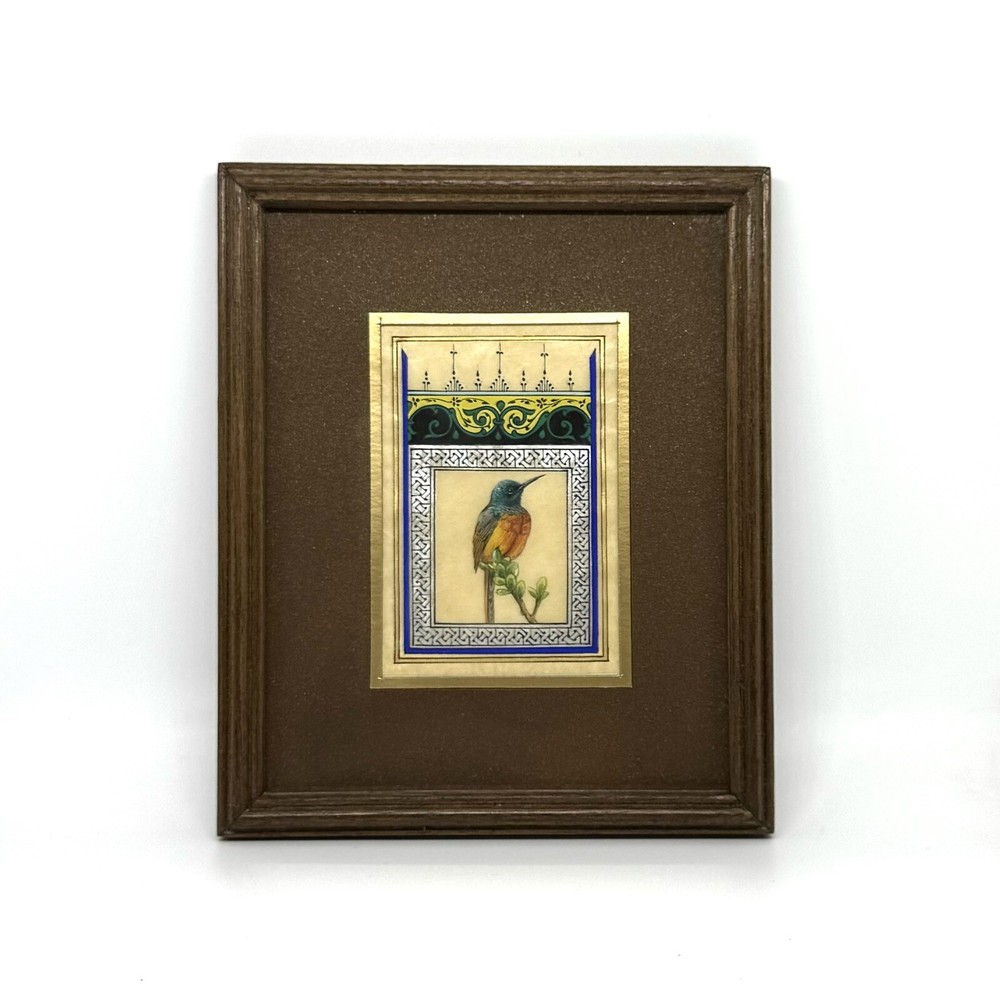 Exquisite Ultra-Fine Bird Portrait on Silk Paper with Magnifying Glass