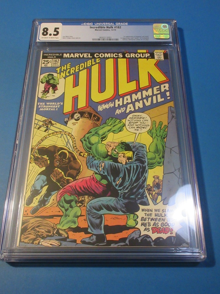 Incredible Hulk #182 Bronze age 1st Wolverine Story Hammer/Anvil CGC 8.5 VF+