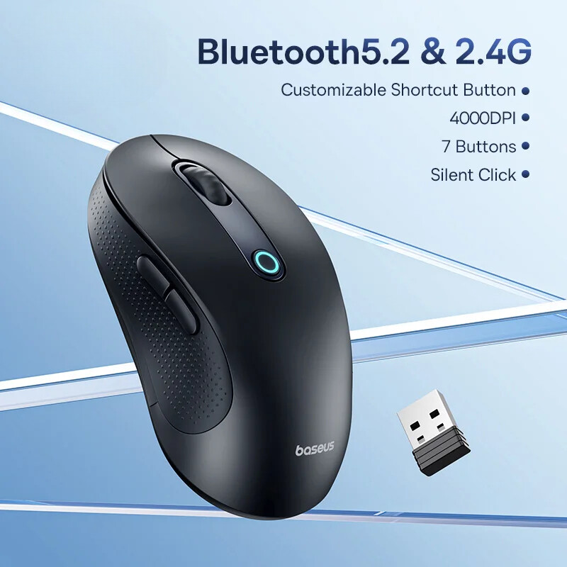 Bluetooth 5.2 Wireless Mouse 4000DPI 7 Mute Buttons Ergonomic for iPad