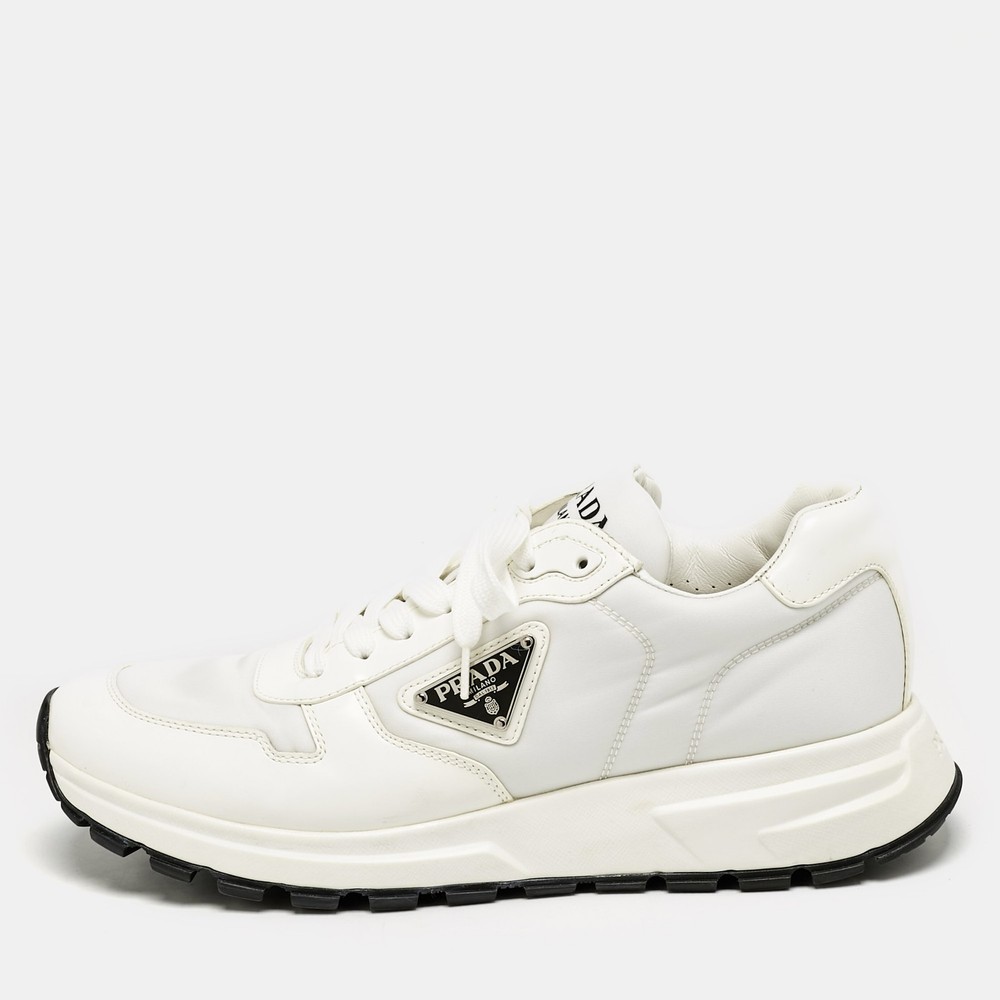 Prada Prax 01 White Leather Nylon Sneakers Size 41