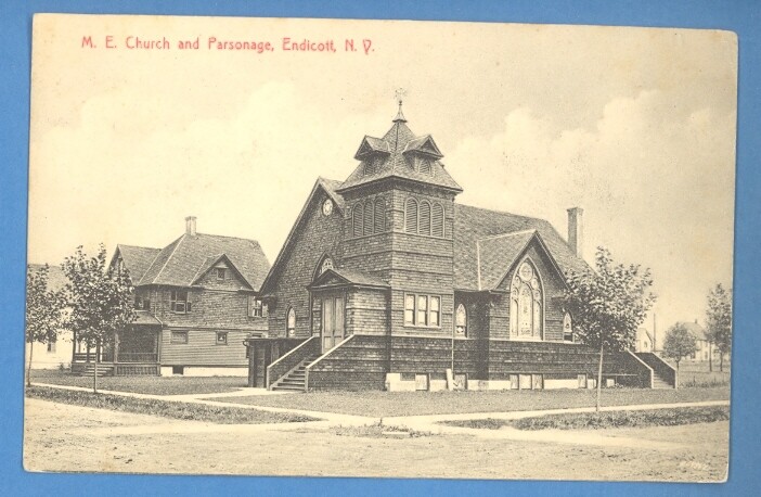 New York- Endicott, M. E. Church & Parsonage Vintage Pc. 3391