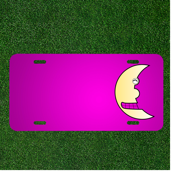 Personalized Car License Plate with Moon Night Smile and Custom Names