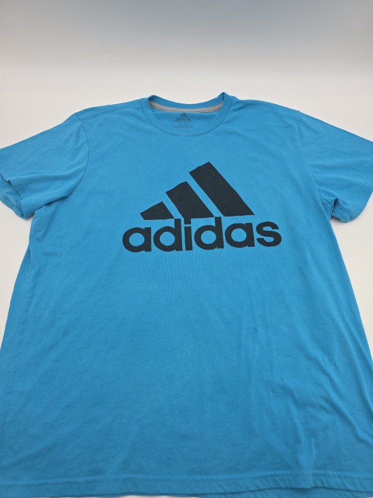 Adidas T-shirt Men XL Blue Graphic Print Logo Tee. #45141