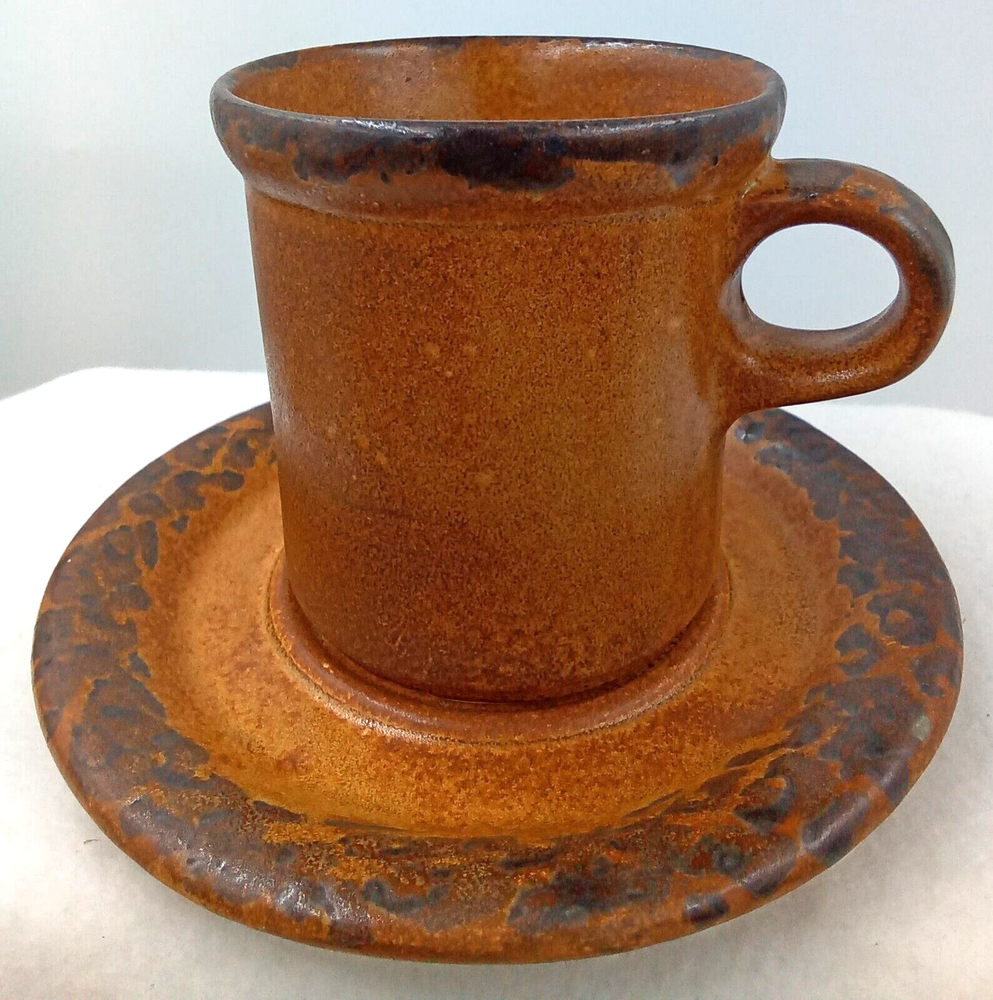 Nelson McCoy Mug Saucer Canyon Mesa 1412 Pottery Brown Stoneware Vintage USA