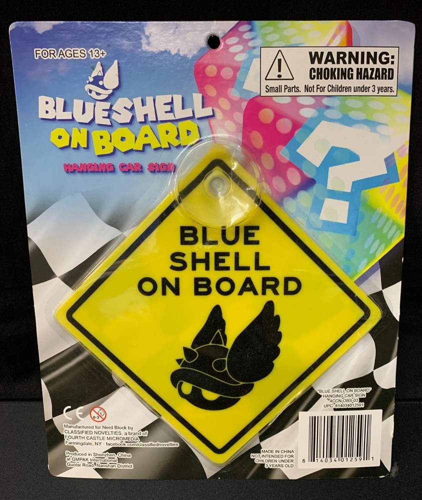 Mario Kart Blue Shell On Board Hanging Car Sign
