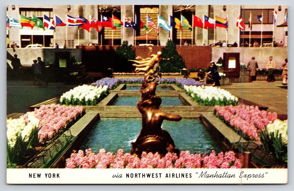 Transportation~New York Via Northwest Airlines Manhattan Express~Vintage PC