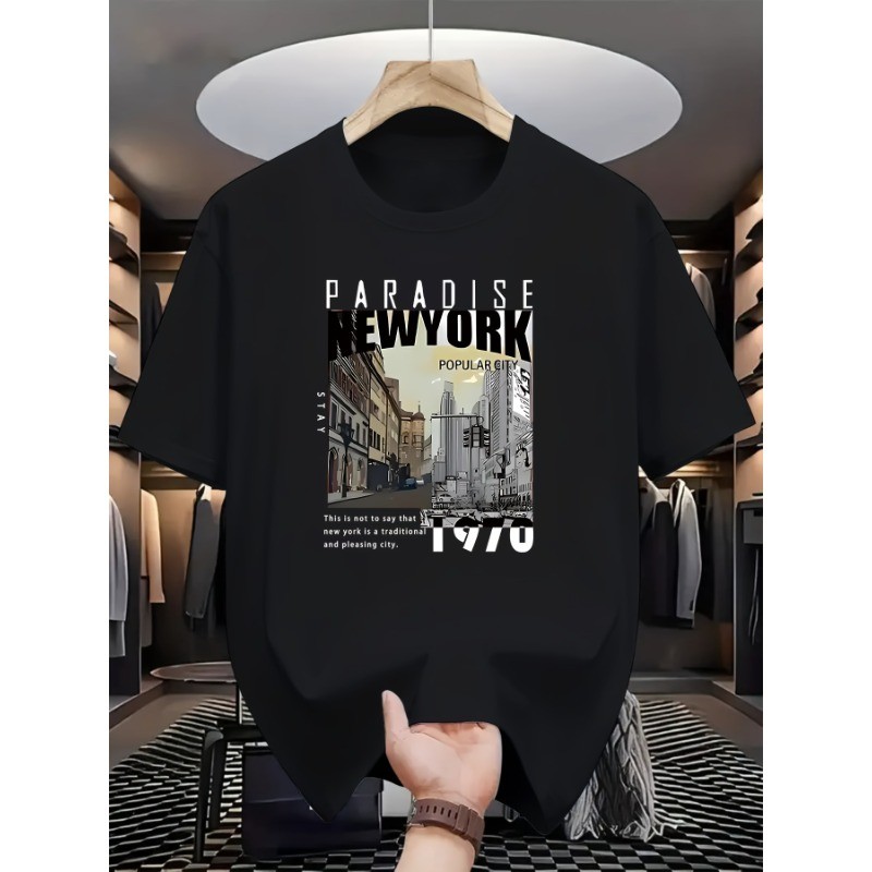 [PARADISE NEW YORK T-Shirt] Men's PARADISE NEW YORK Print Short-Sleeve T-Shirt