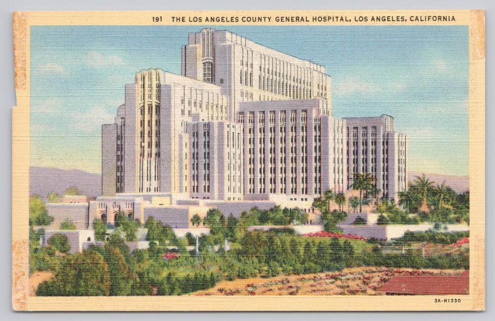 Los Angeles California, Los Angeles County General Hospital, Vintage Postcard