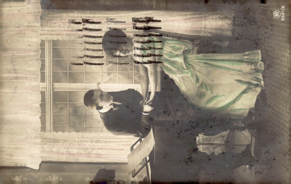 1946 Bethlehem PA Hand Tinted Romantic Edwardian Style Musical Postcard