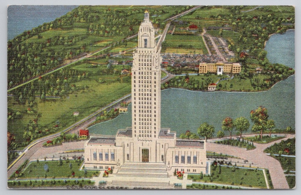 Louisiana State Capitol Baton Rouge Linen Postcard E. C. Kropp Co. Tallest South