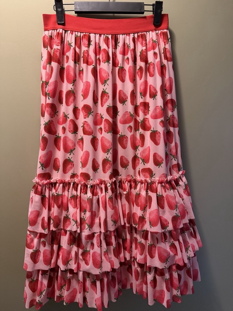 Anthropologie  EVA FRANCO Tatum Strawberry Print Skirt Size Small S