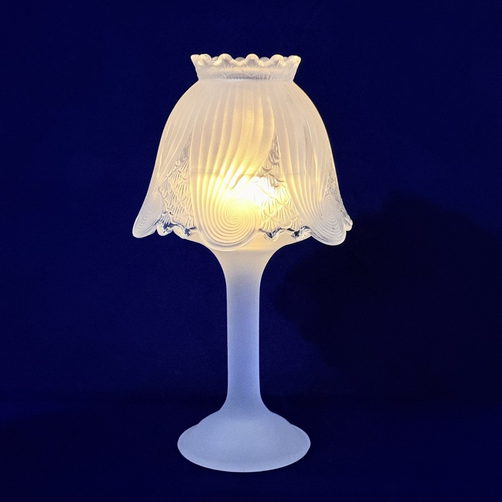 VTG 90s FAIRY LAMP PARTYLITE Clairmont Frosted Satin Clear Glass Tealight Candle