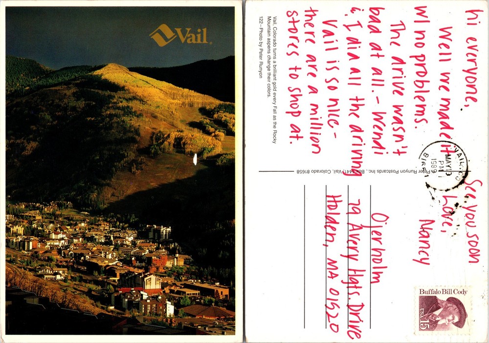 Continental Mountain Resort Town Vail Colorado Postcard