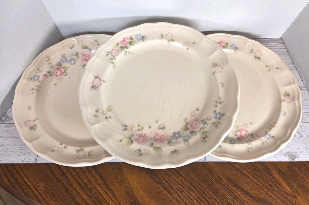 Pfaltzgraff Tea Rose Stoneware Dinner Plates 10 3/8