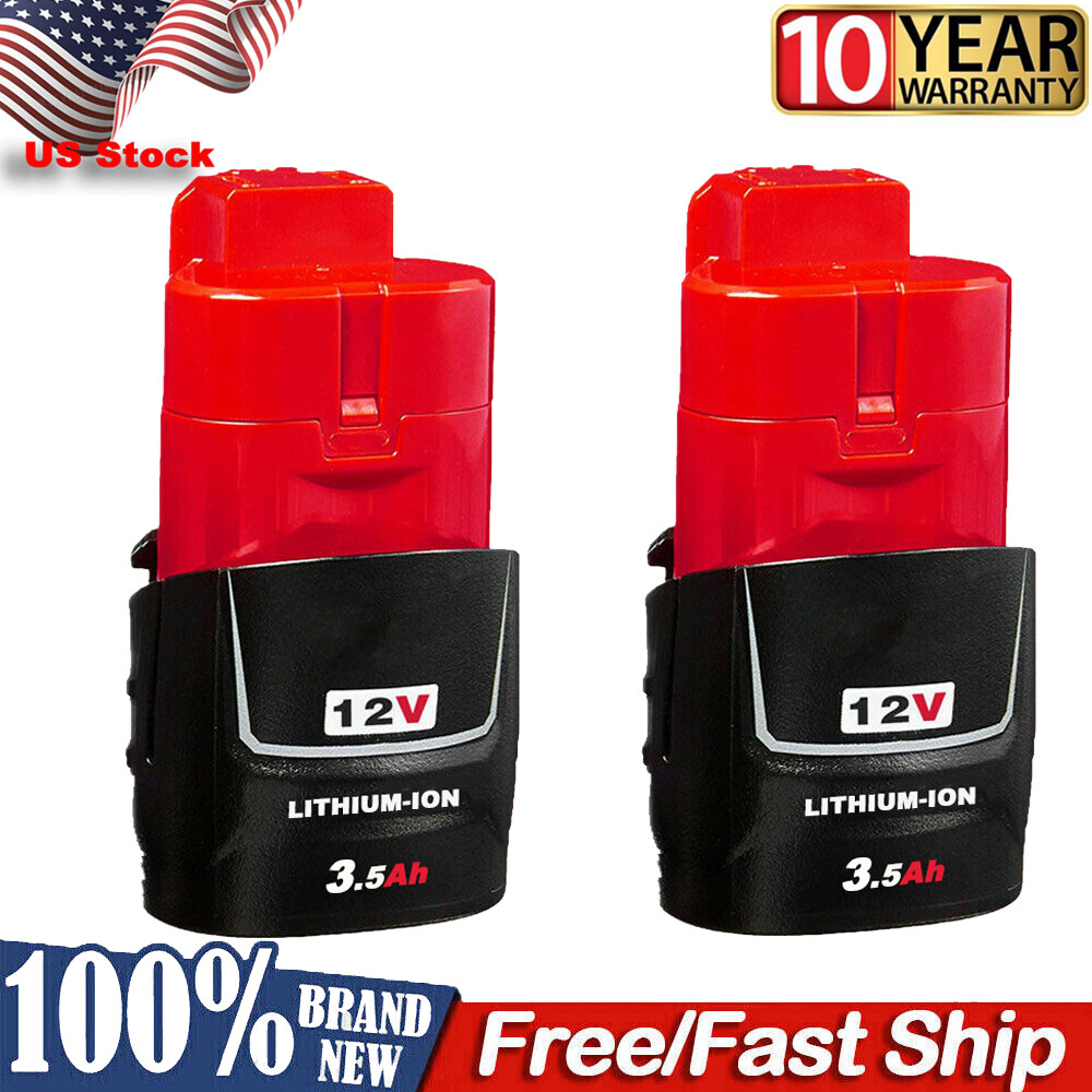 3.5Ah Milwaukee M12 12V Lithium Battery Pack 48-11-2420 48-11-2401 2-Pack