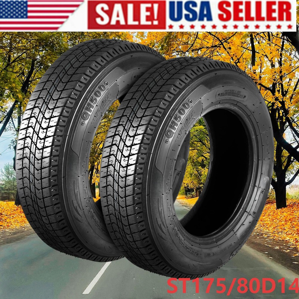 Set Of 2 ST205/75D14 Trailer Tires 6 Ply Heavy Duty 205 75 14 Replacement Tyres
