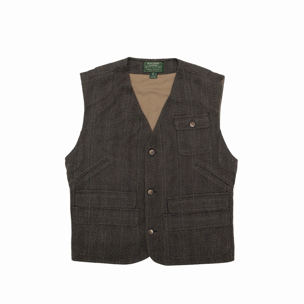 Rare Vintage Country Ralph Lauren Hunting Men’s Vest RRL USA Made Khaki  Size:S