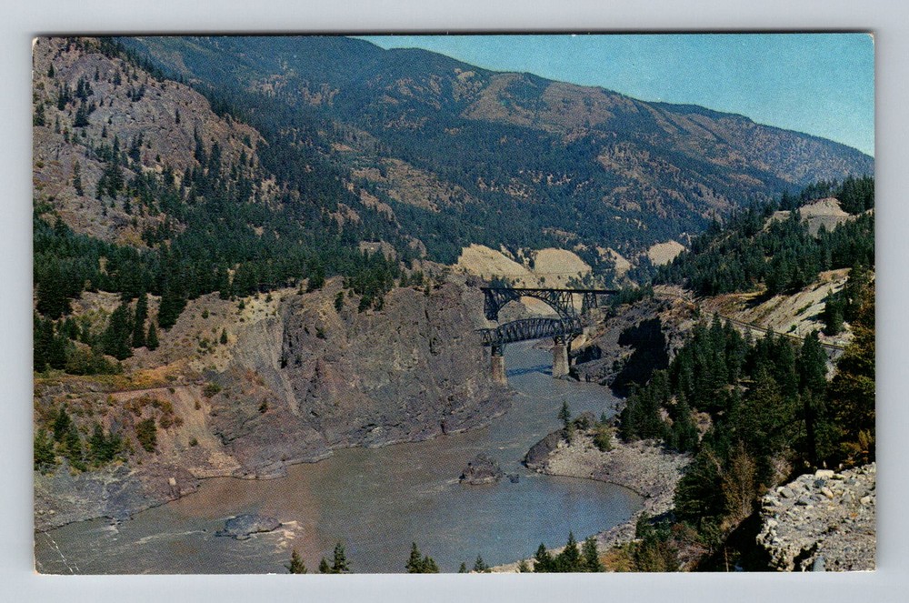 Canada- Fraser River B.C. Transcontinental Railway Bridges Old Vintage Postcard