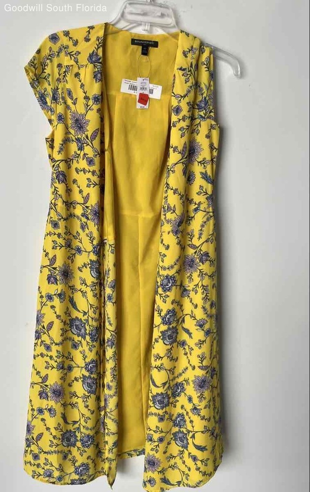 Banana Republic Womens Yellow Floral Sleeveless Wrap Dress Size 10 With Tags
