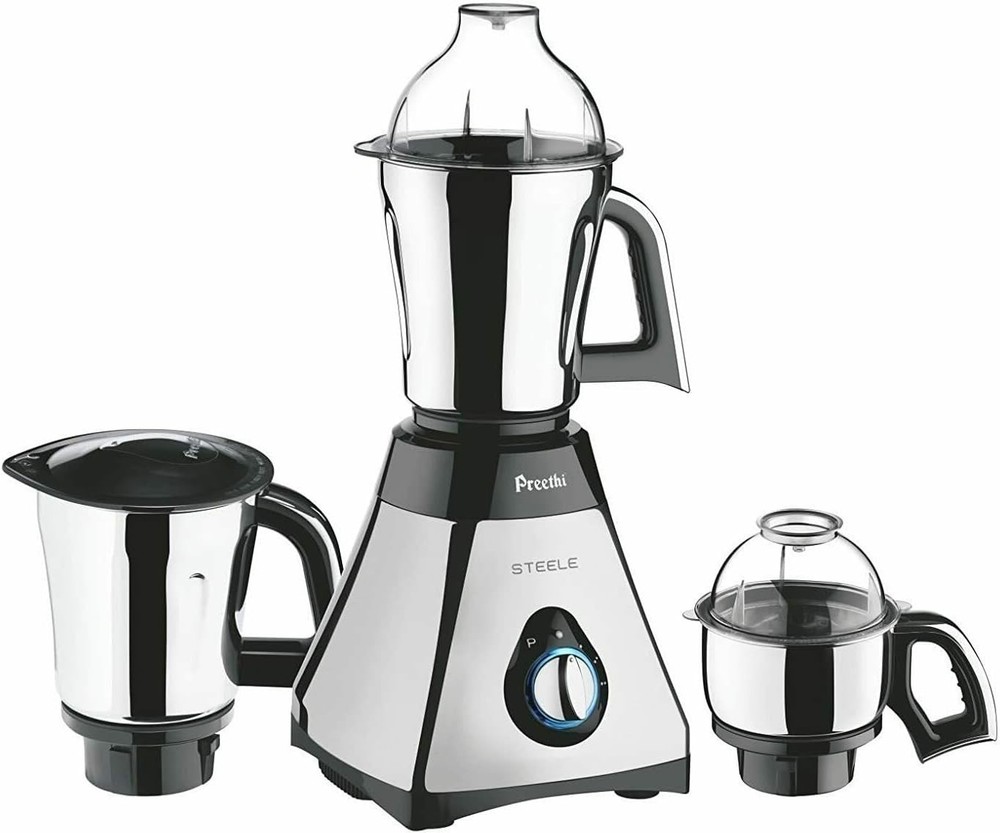 Preethi Steele 3-Jar 550 Watt Mixer Grinder with Turbo Vent 110 Volts USA Canada