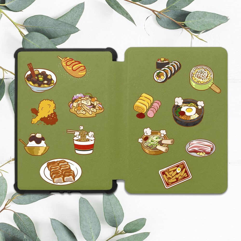 Cute Korean Food Themed Green Case for Kindle 10th Gen & Paperwhite
