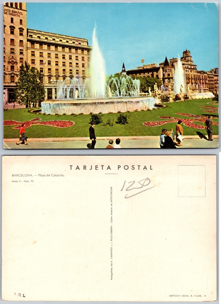 Continental Plaza De Catalunya Barcelona Postcard