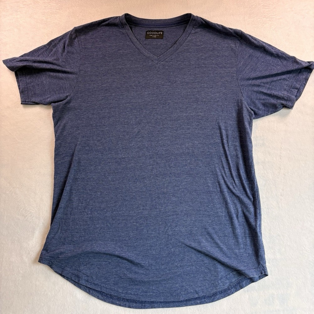 GOODLIFE Mens T-Shirt XL Blue Tri Blend Curved Hem Modern Casual Crew Comfort