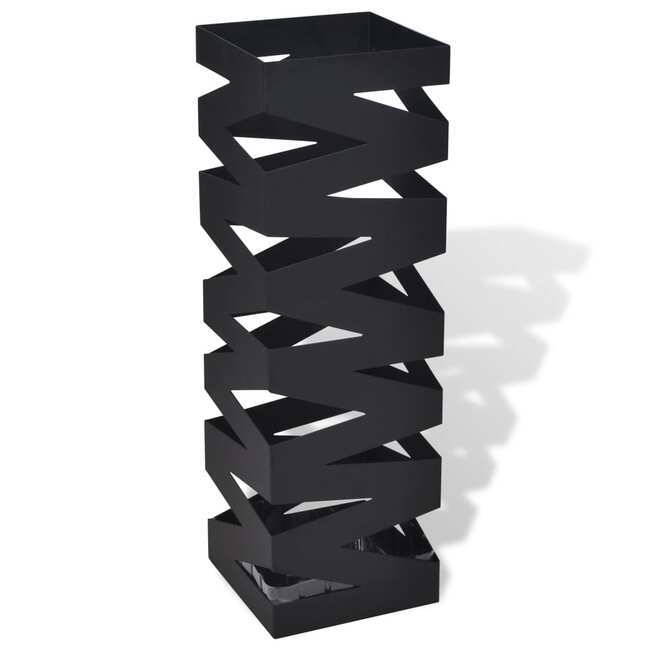 NNEVL 48.5cm Black Steel Square Umbrella Stand for Walking Sticks Storage