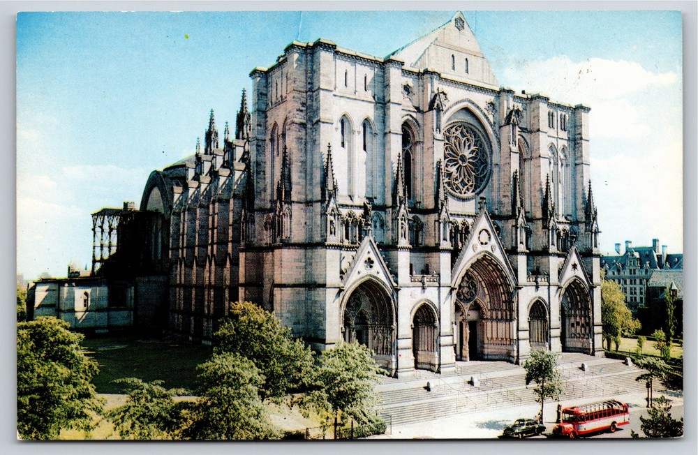 New York City~Air View Cathedral of St John The Divine~Vintage Postcard
