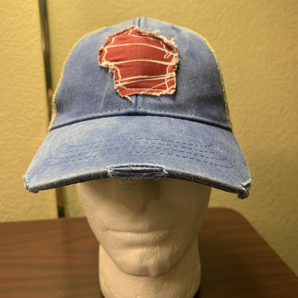 Adams Gracie Designs Wisconsin red rustic state hat, snapback adjustable