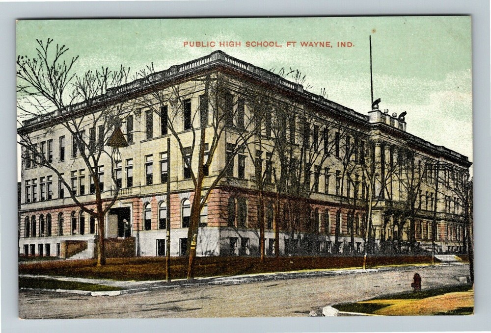 Fort Wayne Indiana, PUBLIC HIGH SCHOOL, Exterior, Vintage Postcard
