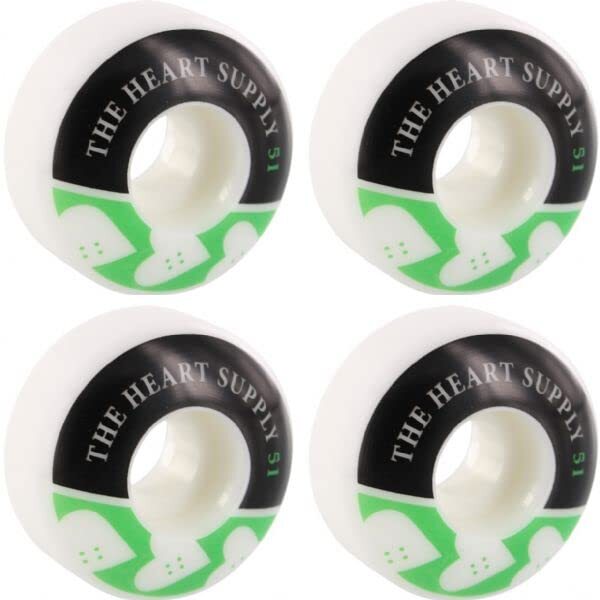 The Heart Supply Squad White/Kelly Green Skateboard Wheels - 51mm 99a (Set of 4)