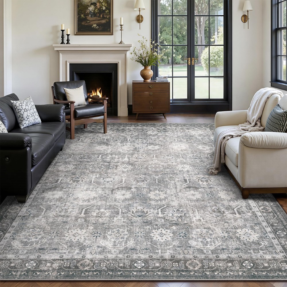 5x7 Area Rugs, Soft Non Slip Low Pile Washable Rug, Boho Modern Rug for Livin...