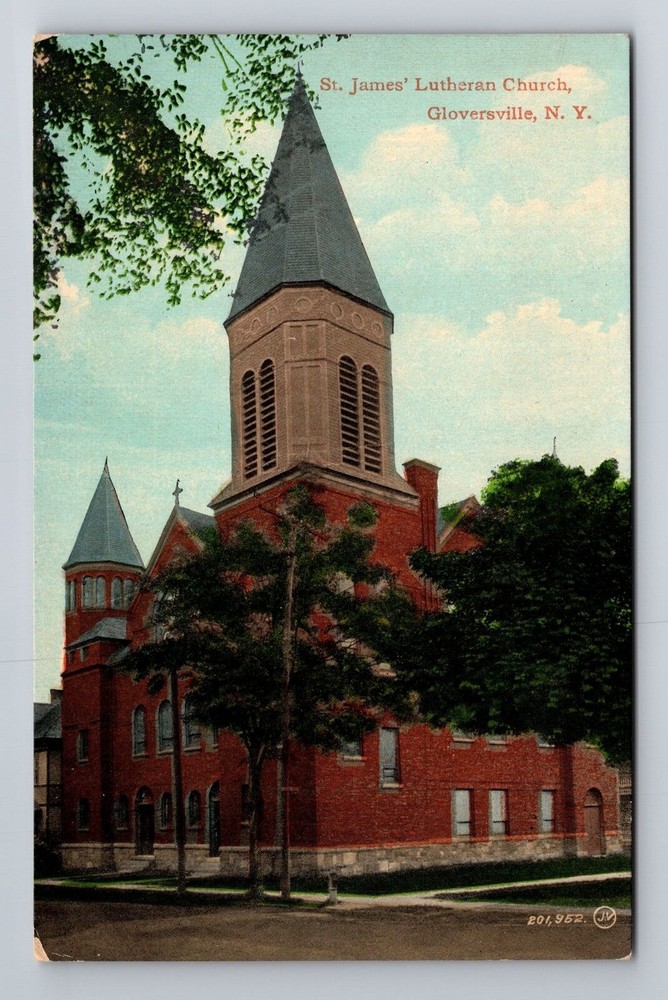Gloversville NY-New York, St James' Lutheran Church, Antique Vintage Postcard