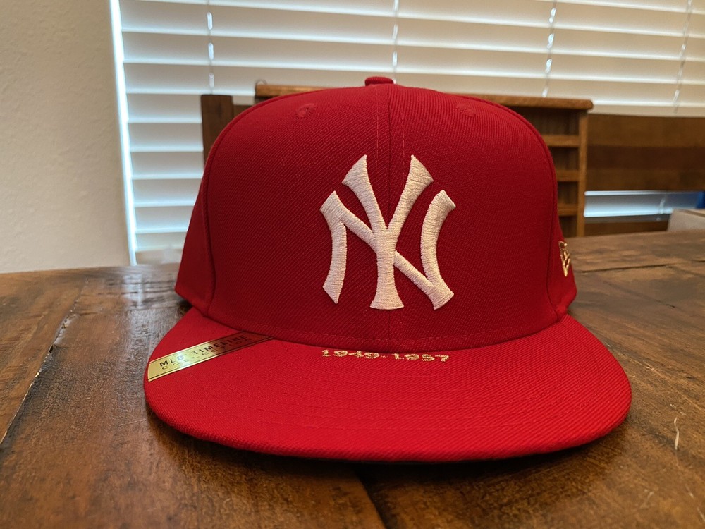 New York Yankees Timeline red New Era Fitted Hat 7 3/4 Green UV Suede sweatband