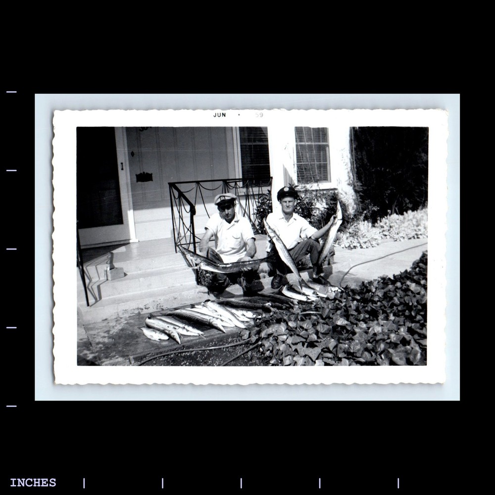 Old Vintage Photo MEN WITH FISH CAUGHT FISHING 1959