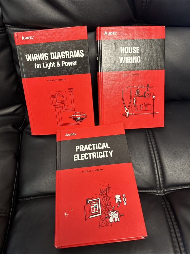 Vintage 3 book lot Audel Practical Electricity, Wiring Diagrams, House... 1978