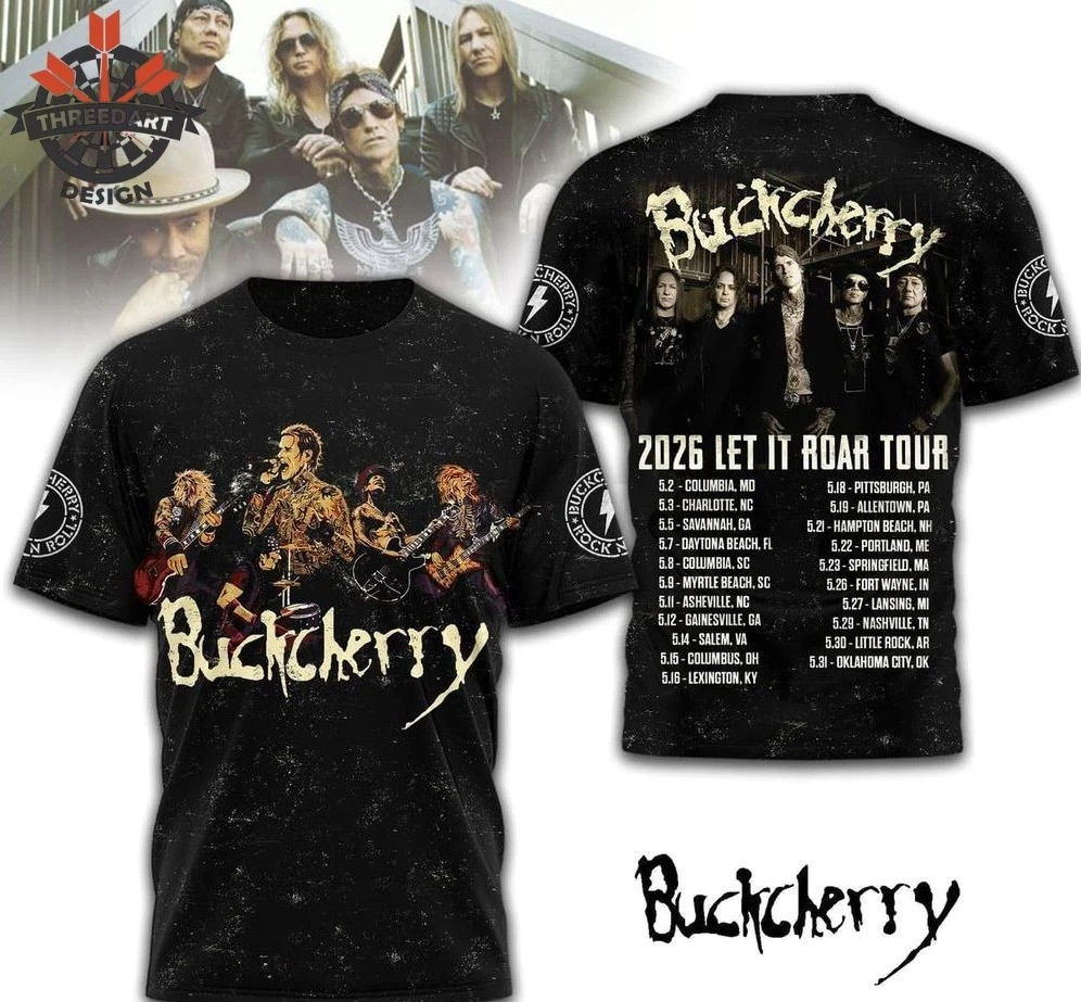 Buckcherry 2026 Let It Roar Tour AOP 3D T-Shirt