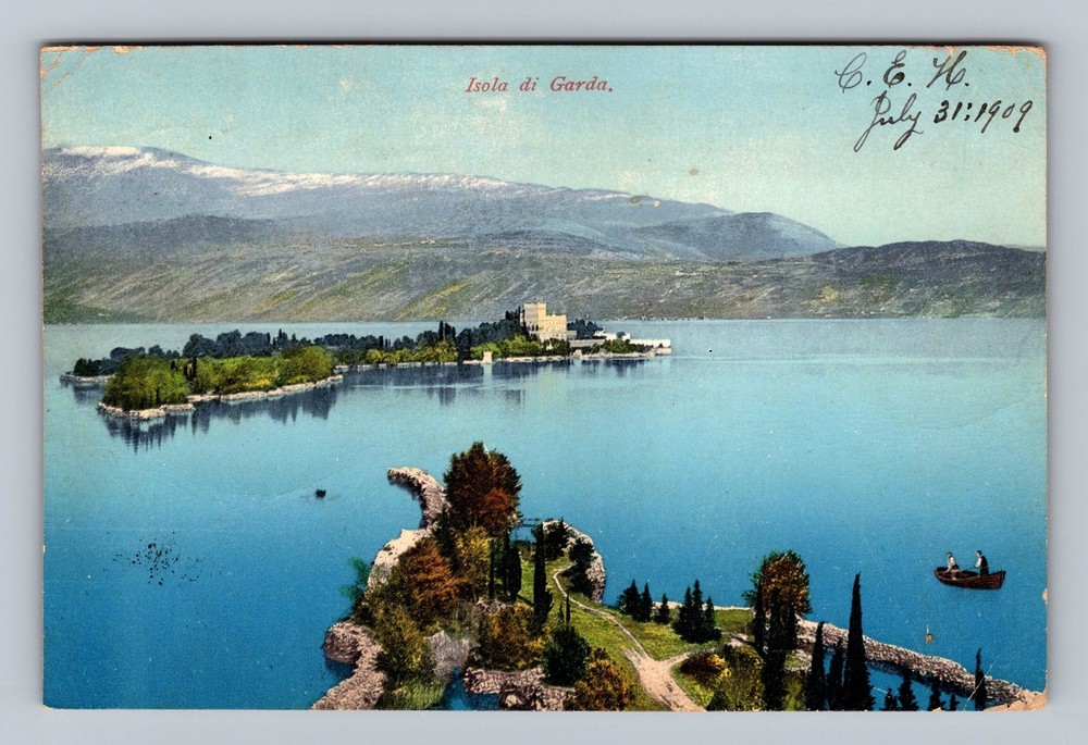 Italy- Lake Garda & Island Souvenir Postal Old Card PC View Vintage Postcard