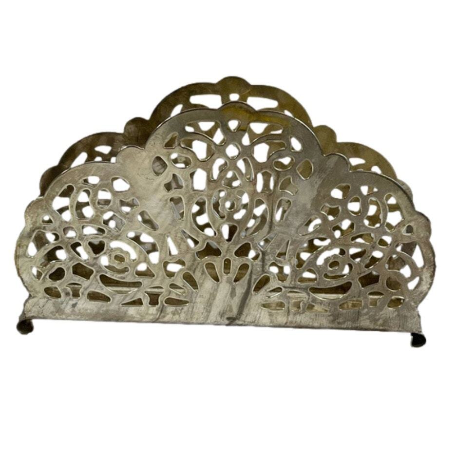 Vintage Elegance Silverware Silver Plated Napkin Holder Tarnished In Box