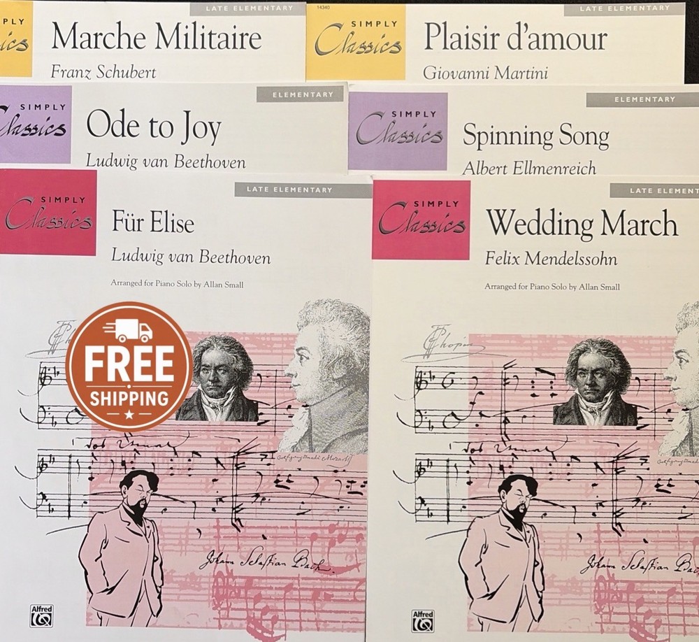 Simply Classics Beginner Piano Sheet Music Elementary Fur Elise Ode To Joy Lot 6