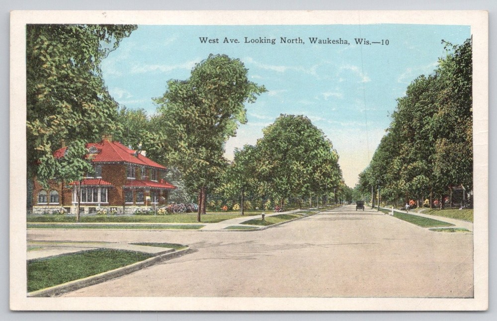 West Ave Looking North Waukesha WI Postcard E C Kropp Co Early 1900s