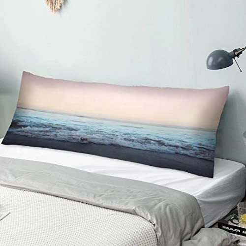 Pink Ocean Wave Beach Seaside Body Pillow Cover 20x54 Inches