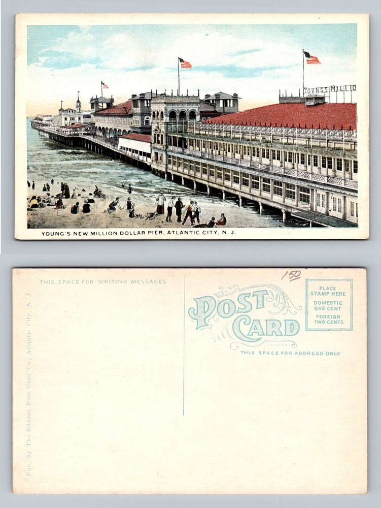 Atlantic City, NJ-New Jersey, Youngs Million Dollar Pier Beach Vintage Postcard